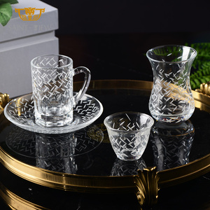 Set di sottobicchieri per tazze da tè e caffè in cristallo da portata arabo da 6 pezzi bicchieri da cucina turchi intagliati a mano - Product Image 5