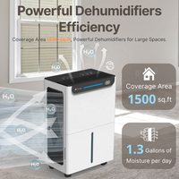 Déshumidificateur à compresseur HASHONE 12L pour usage domestique avec panneau de commande tactile, écran LED, déshumidificateur d'air électrique pour la maison