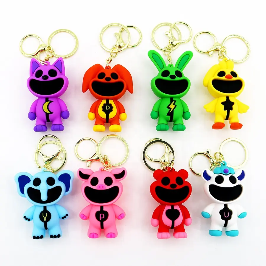 Linda toy Cross-border new hot selling SmilingCritters Playtime 3 smiling animal keychain big-mouthed monster doll pendant