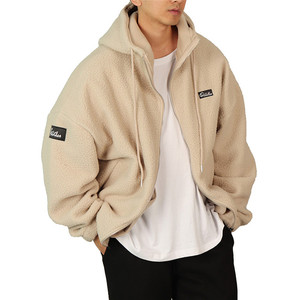 New Arrival Plus Size <b>Men</b> Sherpa Fleece <b>Pullover</b> Sweater Personalized Hooded Zip up Winter Jacket Coat - Product Image 2