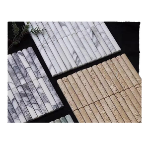 Rãnh đá cẩm thạch tự nhiên travertine 300*300 khảm tường gạch đánh bóng đá cẩm thạch Gạch Mosaic - Product Image 1