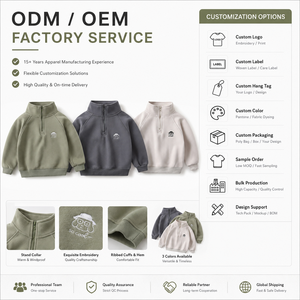 <span class=keywords><strong>Sweat</strong></span>-shirt d'hiver 2026 pour garçons, doublé polaire, col montant, demi-zip, en mélange de coton doux, chaud et décontracté, style streetwear pour enfants - Product Image 3