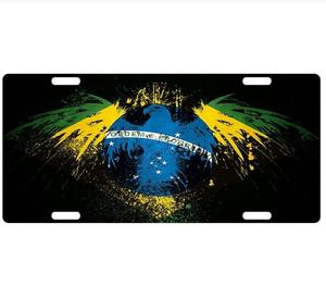 Placa <span class=keywords><strong>de</strong></span> Matrícula Patriótica con Bandera <span class=keywords><strong>de</strong></span> <span class=keywords><strong>Brasil</strong></span> 2026 para el Día del Partido <span class=keywords><strong>de</strong></span> Fútbol 48, 6x12 Pulgadas, Accesorio Decorativo para la Parte Delantera del Coche - Product Image 1