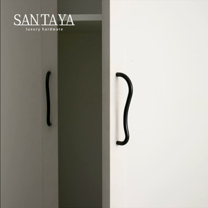 Poignées minimalistes en laiton noir ultra-minces anti-éclaboussures pour portes <span class=keywords><strong>de</strong></span> placards et <span class=keywords><strong>de</strong></span> armoires - Product Image 6