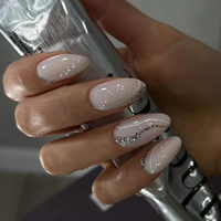 Lot de 24 faux ongles de luxe, style français naturel simple, semi-artisanaux, fabriqués à la machine, pour collection de doigts courts