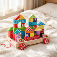 Jouet à tirer Alphabet en blocs de construction durables pour tout-petits, aide à la marche Montessori, cadeau, logo personnalisé OEM ANNA & BECK 3+