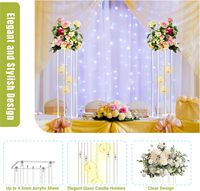 LANJO Centres de table de mariage noirs de luxe de haute qualité, vases en acrylique transparent, supports à fleurs, bougeoirs suspendus en forme de globe pour événements et fêtes