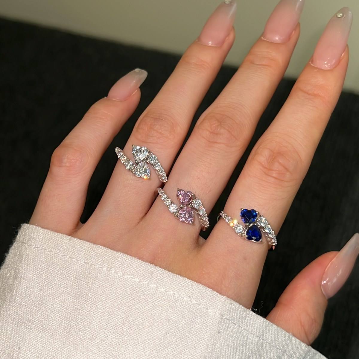 Dylam Oem Odm S925 Silver Pink Blue Sapphire Ring for Women