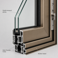 Fenêtre à battant en aluminium français de luxe, certifiée et conforme aux normes, avec double vitrage trempé et grille décorative