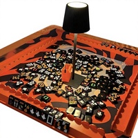Jeu de tuiles de mahjong américain en acrylique de luxe, style dessiné à la main pour Halloween, jeu de table, prend en charge le logo et la taille personnalisés