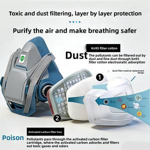 Masque à gaz demi-visage en silicone 6200 réutilisable et lavable avec filtre à <span class=keywords><strong>charbon</strong></span> <span class=keywords><strong>actif</strong></span> pour la peinture au pistolet et la sécurité industrielle - Product Image 4