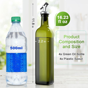 Bouteille en verre carrée vide de couleur vert foncé pour huile d'olive de qualité alimentaire, 250 ml, 500 ml, 750 ml, 1000 ml - Product Image 2
