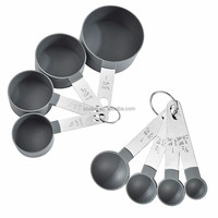 XLT 8pcs Tasses à mesurer et cuillères à mesurer Set Outils et balances Manche en acier inoxydable pour la pâte à pain Gâteau Cuisson