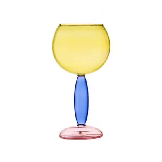 Bicchieri da vino in vetro borosilicato multicolore con taglio soffiato personalizzato per regali