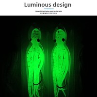 Leurre souple phosphorescent pour calamar 60G 110G 1500G 200G, appât UV pour pieuvre, pêche en mer, hameçons pour slow-jigging, sac PVC, leurre artificiel