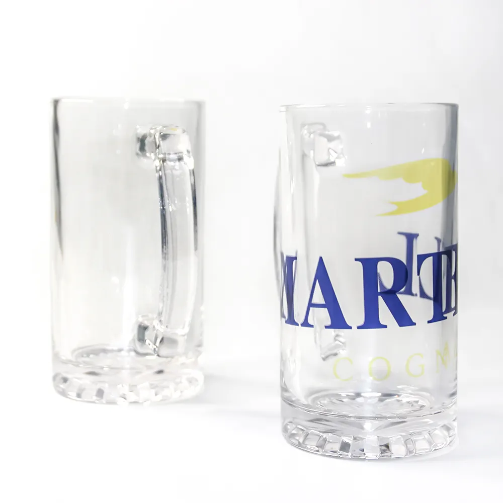 Subbank-taza de vidrio esmerilado para cerveza, taza personalizada de vidrio con sublimación en blanco con mango, venta al por mayor