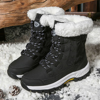 Bottes de neige pour femmes, imperméables, chaudes, doublées de fausse fourrure, mi-mollet, antidérapantes, amortissantes, pour la marche en extérieur par temps neigeux