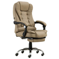 Chaise de bureau ergonomique à dossier haut confortable en cuir PU avec massage et repose-pieds