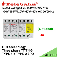 Dispositif de protection contre les surtensions TVSS 255V 25kA 50kA 100kA 200kA T1 SPD 3P+NPE 3 phases TT Protection contre les surtensions SPD