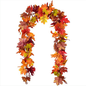 Guirlande de feuilles d'érable artificielles printemps-automne, 1 paquet, décoration pour Halloween et la fête des récoltes - Product Image 1