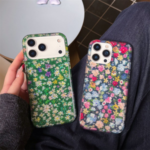 Funda para Teléfono con Diseño de Flores y Degradado Láser Arcoíris para iPhone 17 16 15 14 Pro Max, Brillante, con Purpurina Dorada, Colorida, con Cubierta Trasera Láser para Chicas - Product Image 2