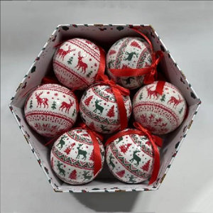 Set di 7 Palline di <span class=keywords><strong>Natale</strong></span> Infrangibili Longstar, Decorazioni Natalizie in Schiuma con Nastri Rossi per Albero di <span class=keywords><strong>Natale</strong></span> - Product Image 3