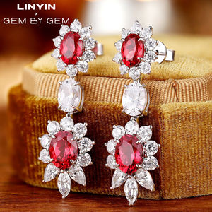 Gran oferta, elegantes pendientes de plata 925 con piedras preciosas de rubí brillante para mujer, joyería de moda para boda, pendientes de gota chapados en plata - Product Image 3