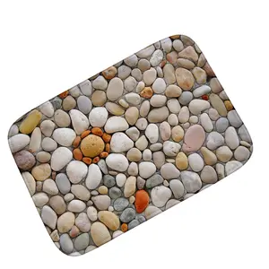Alfombra de baño de franela suave antideslizante personalizada para interiores y exteriores, alfombra lavable a máquina con patrón de piedra, para suelo de Ducha