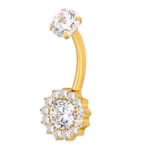 Piercing Histoires ASTM F136 Titane Fantaisie Ronde Griffe CZ Anneau De Ventre Piercing Bijoux - Product Image 1