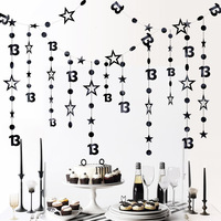 Décorations d'anniversaire transfrontalières best-seller : Guirlandes étoiles colorées en papier pour fêtes d'anniversaire 13e/16e/18e, style festif