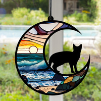 Ornement personnalisé en acrylique cristallin, attrape-soleil en forme de chat à suspendre à la fenêtre, décoration pour porte, jardin, maison, cadeaux idéaux