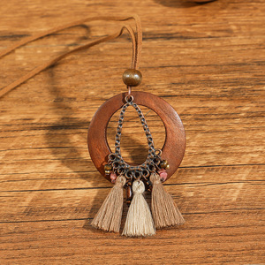 Boho Wooden Tassel <b>Necklace</b> <b>Statement</b> Jewelry Women's Fashion Beaded <b>Necklaces</b> 2024 - Product Image 3