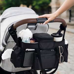 Organizador <span class=keywords><strong>Doble</strong></span> Extra Grande para Cochecito Max |   Resistente al Agua |   Bolsa para Chupetes y Mordedores de Grado Alimenticio |   Portavasos Aislado para 2 Bebidas | - Product Image 3