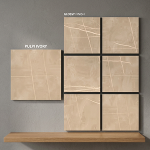 Pulpis Moca Marble Look Glazed Porcelain Floor Tiles Contemporary Interior Design 80x80cm Premium Finish - Product Image 3