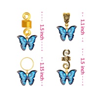 AliLeader Cheveux Africains Alliage Métal Coloré Bleu Violet Papillon Charms Cheveux Pendentif Poignets Anneaux Tresse Dreadlock Accessoires