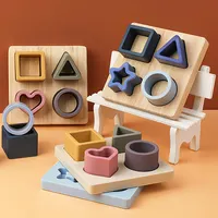 工場の新しい赤ちゃんティーザーシリコン幾何学スタッキングおもちゃ食品グレードの子供感覚教育玩具