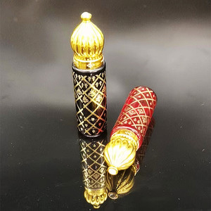 Flacon d'huile essentielle de 10 ml, flacon de parfum rond carré en verre de Dubaï, flacon compte-gouttes DIY, flacon à bille pour huile - Product Image 1