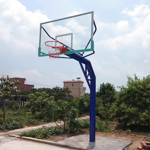 Panier de basket extérieur fixe encastré au sol avec panneau en verre trempé et structure en acier pour la maison, l'école et les compétitions - Product Image 2