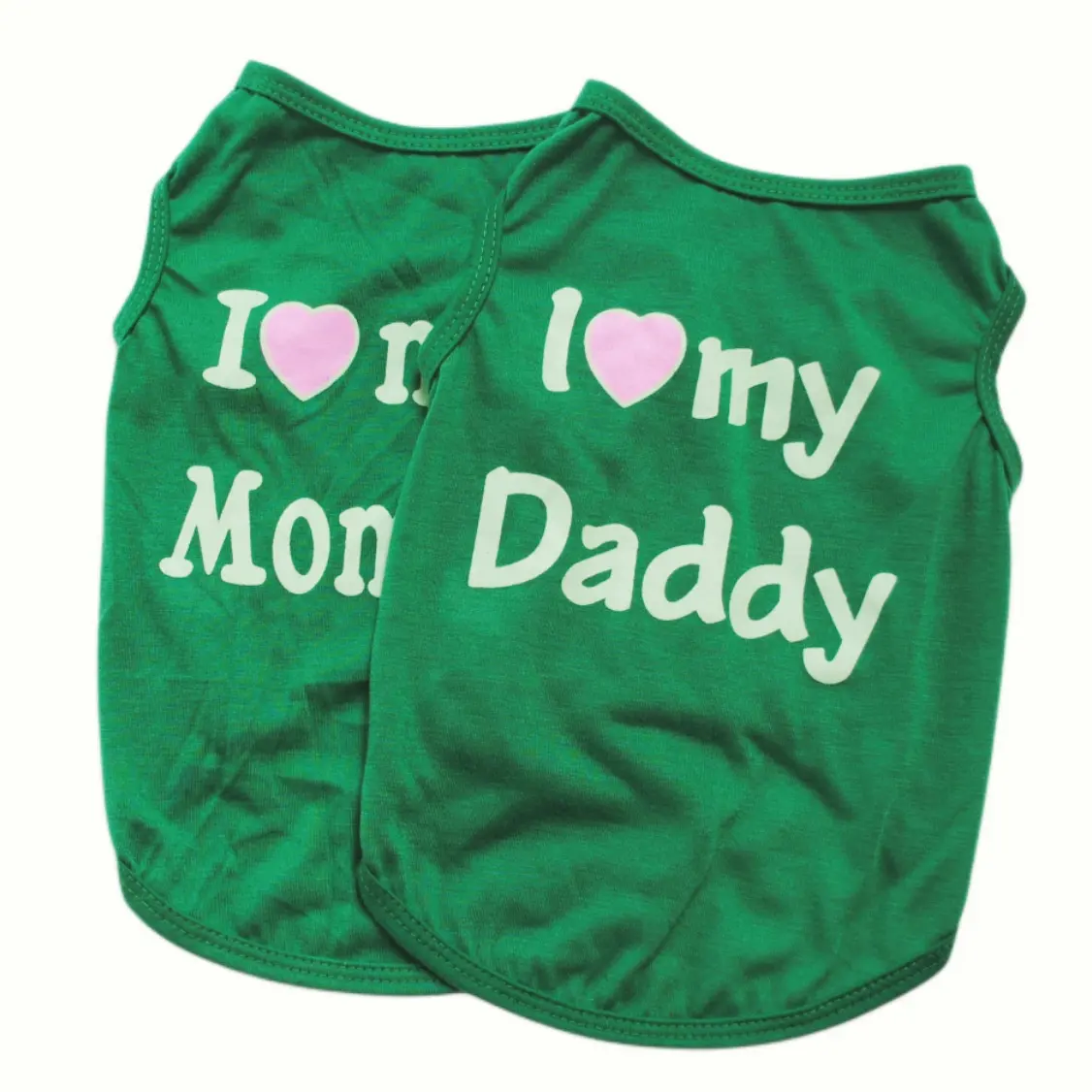 Pet Clothes Casual Puppy Dog Cat Clothing I Love Mommy & Daddy Print Cat Vest Tee Shirt 100% Cotton T-shirt Cat Kitten Apparel
