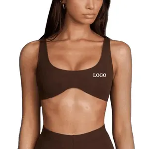 Sujetador deportivo sin mangas de secado rápido para mujer, ropa de Fitness con cuello en U, Tops cortos de Yoga de Color sólido, diseño único OEM, gran oferta