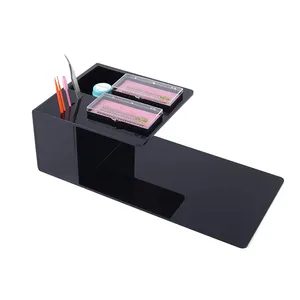 Bosn Display Zwart Acryl Lash Kussen Houder Wimper Extension Kussen Plank Stand, Make-Up Tool Vitrinekast Planken