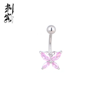 Anneau de nombril en acier chirurgical 316L plaqué or, papillon facetté, bijoux de piercing corporel pour mariage