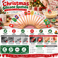 Spatule de cuisson en silicone imprimée Noël, souple, pour pâtisserie et gâteaux, grattoir de cuisine