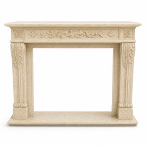 Traditional Marble <b>Fireplace</b> Mantel With Ornate Carving Super Cream Marfil Stone Indoor Wood Burning Hearth For Dining Room - Product Image 2