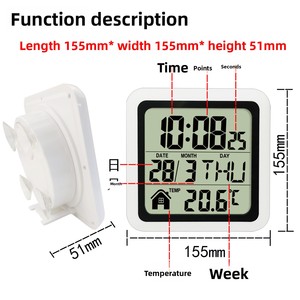 <span class=keywords><strong>Horloge</strong></span> et <span class=keywords><strong>calendrier</strong></span> autocollants muraux transfrontaliers en ABS, sans perforation, étanches et anti-poussière, avec ventouse auto-amorçante pour salle de bain et cuisine - Product Image 5