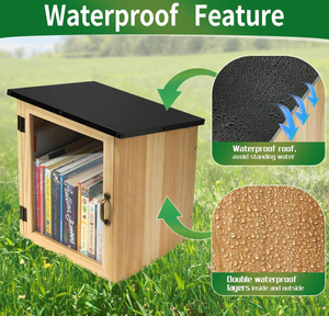 Piccola Casetta Biblioteca Impermeabile <span class=keywords><strong>per</strong></span> <span class=keywords><strong>Esterni</strong></span>, Armadietto in Legno <span class=keywords><strong>per</strong></span> Condividere Libri, Arte, Letteratura e Giornali - Product Image 5