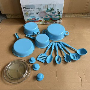 Em Estoque: Novo Conjunto de Panelas Antiaderentes Multifuncionais de 13 Peças (Sopa e Leite) com Frigideira, Utensílios de Cozinha em Magenta e Azul – Ótima Opção para Presente - Product Image 6