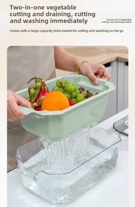 <span class=keywords><strong>Coupe</strong></span>-légumes manuel multifonction 6-en-1 : Hachoir à oignon, mandoline, panier de drainage – Outil de préparation alimentaire sûr et efficace - Product Image 5