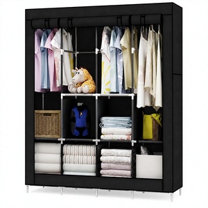 Lemari Pakaian Lipat Sudut Modern 125x85x165cm Bentuk L, Lemari Kain dengan Ritsleting yang Dapat Disesuaikan untuk Kamar Tidur - Product Image 1