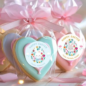 Customized Eco-Friendly Self-Adhesive Circular Stickers Cartoon Pattern Rabbit Easter <b>Eggs</b> Design Silk Screen Printed <b>Decoration</b> - Product Image 1